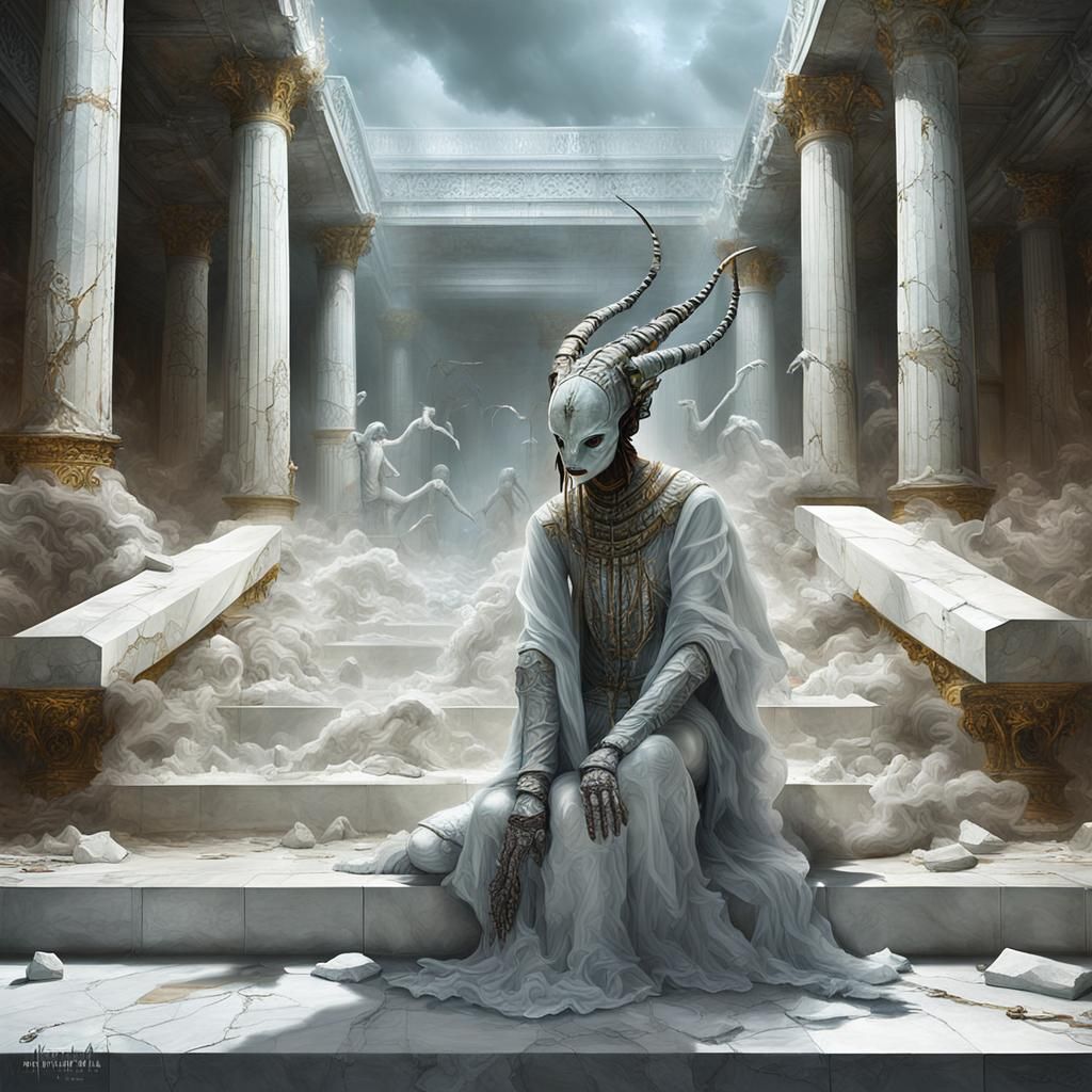 Giant Praying Mantises at Cyberpunk Art Exhibit