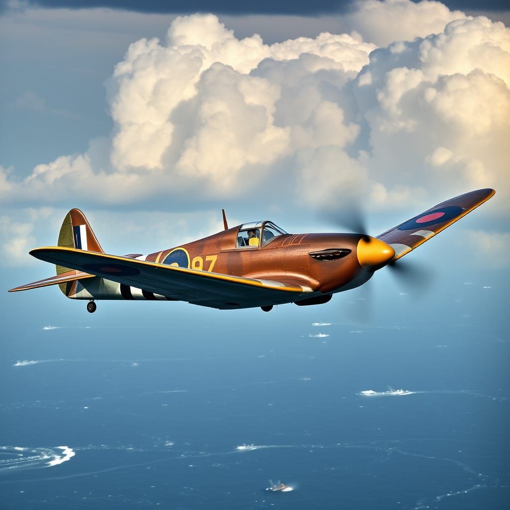 Surreal Battle of Britain Depiction of Hawker Hurricane Mk I...