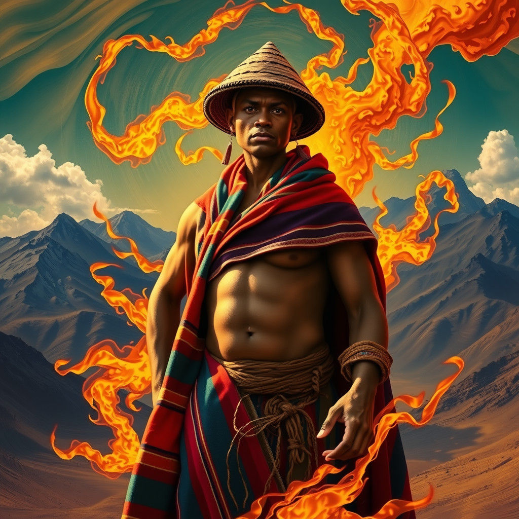 Basotho God in Mountains with Ancestral Spirits