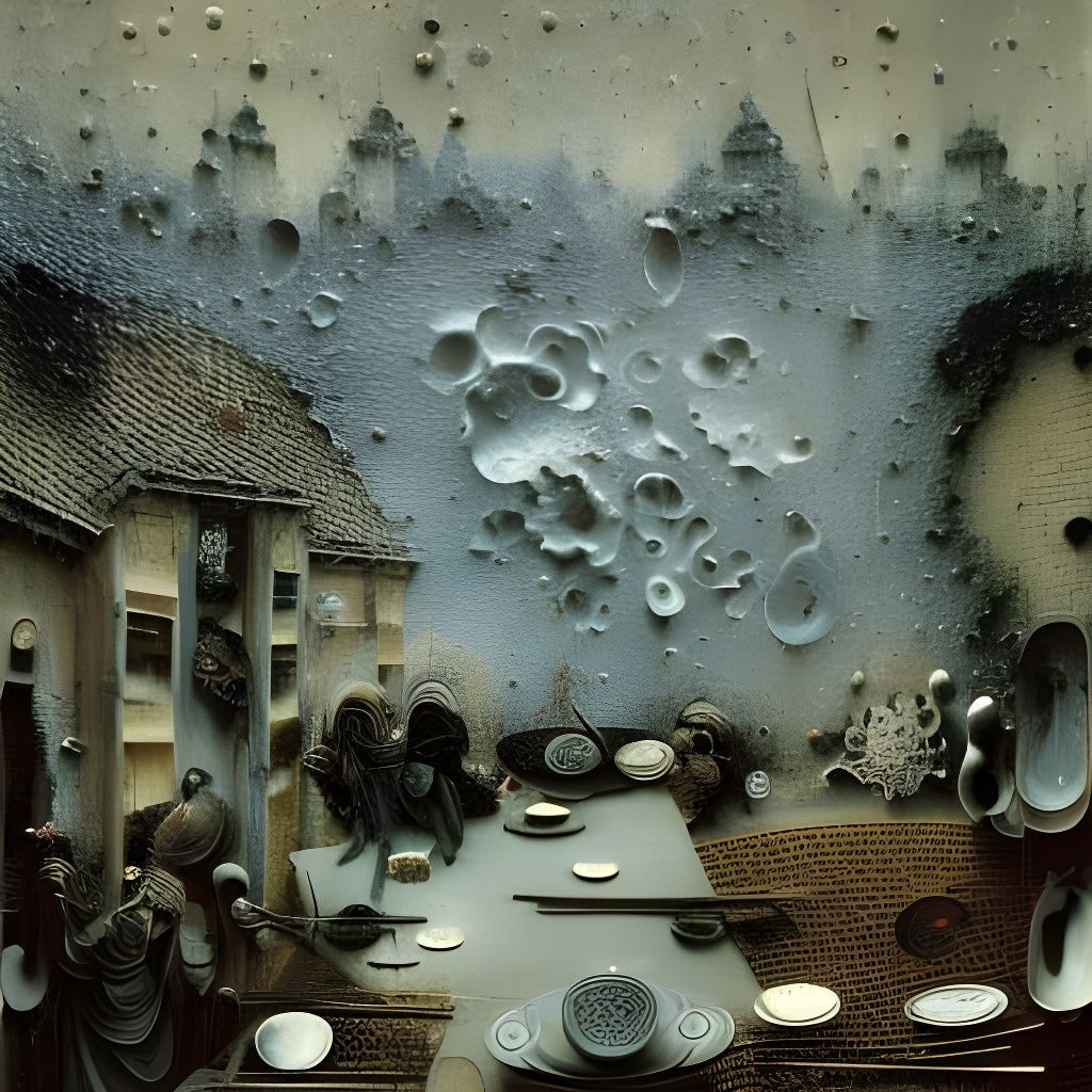 Expressive Portrait of Smashing Plates in Surreal Style