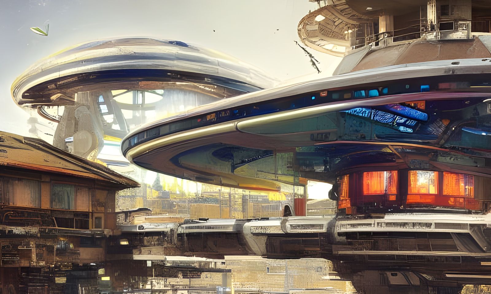 Futuristic Salvaged Spacestation Painting