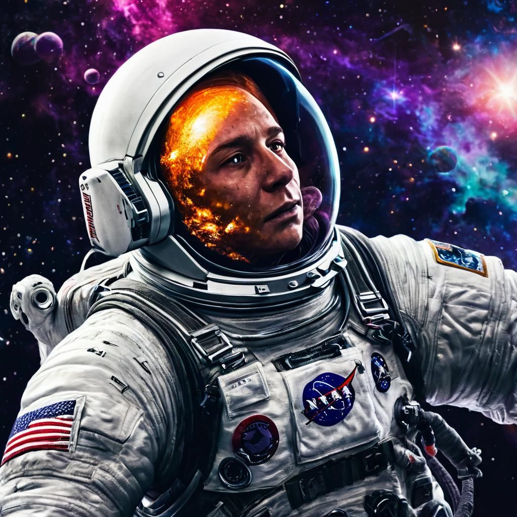 Astronaut in Swirling Galaxies: Hyper-detailed Sci-Fi Art
