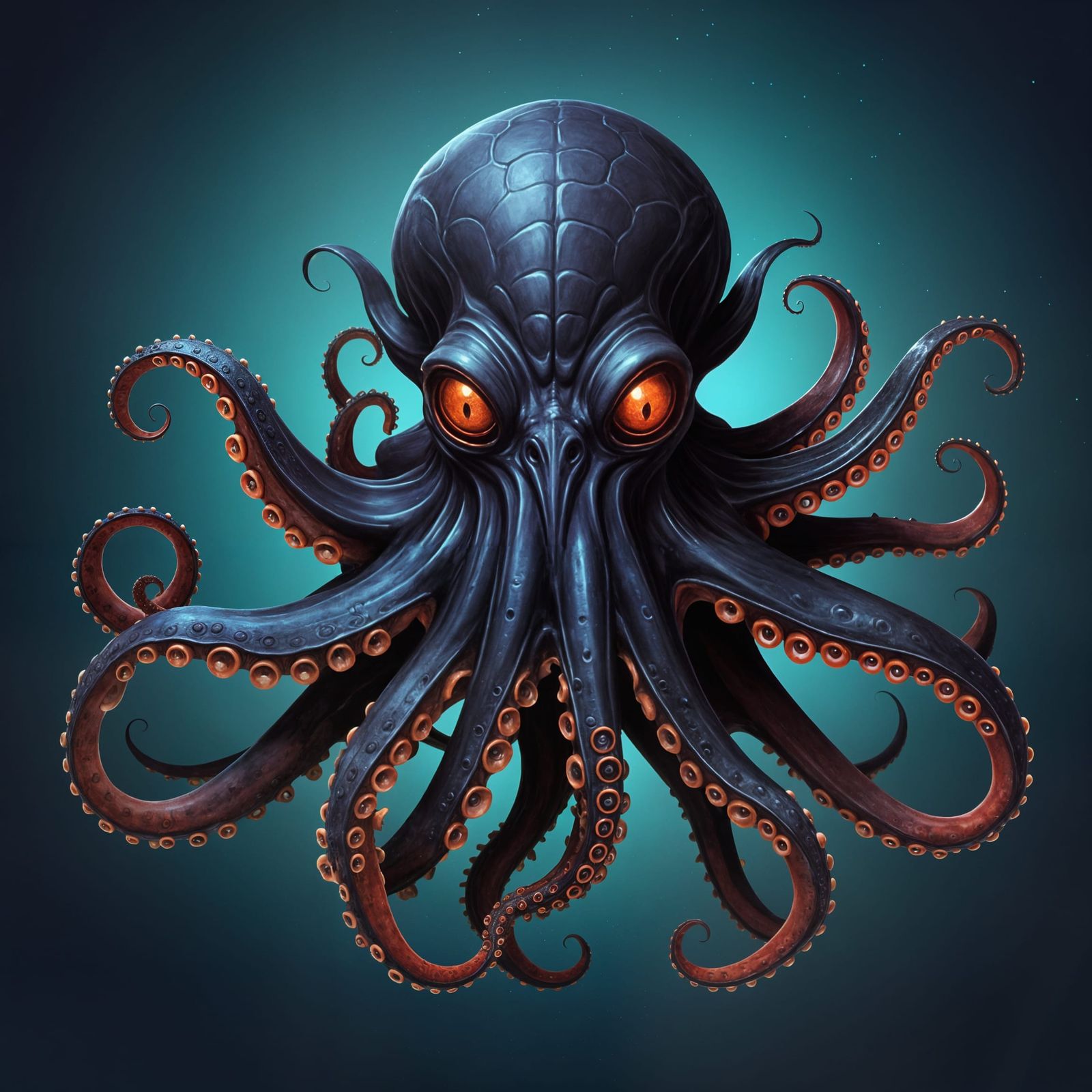 Vibrant Vampire Octopus in the Deep Sea