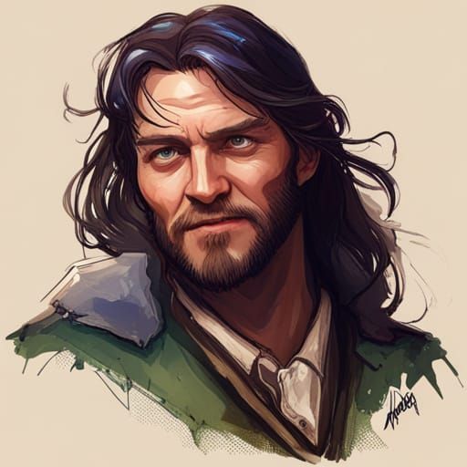 Smiling Tom Bombadil Portrait in Digital Art Style
