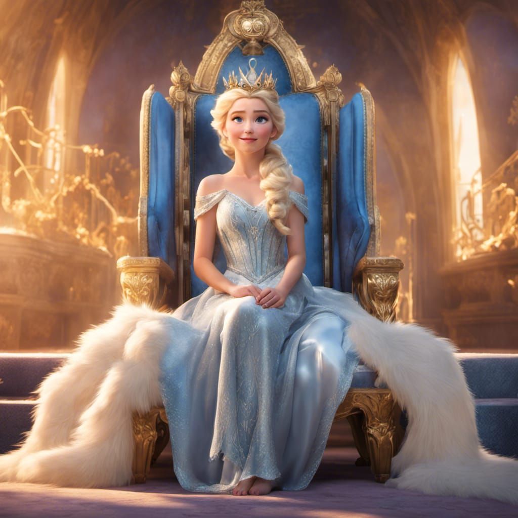 Roman Mistress Elsa on Golden Throne, Disney Style