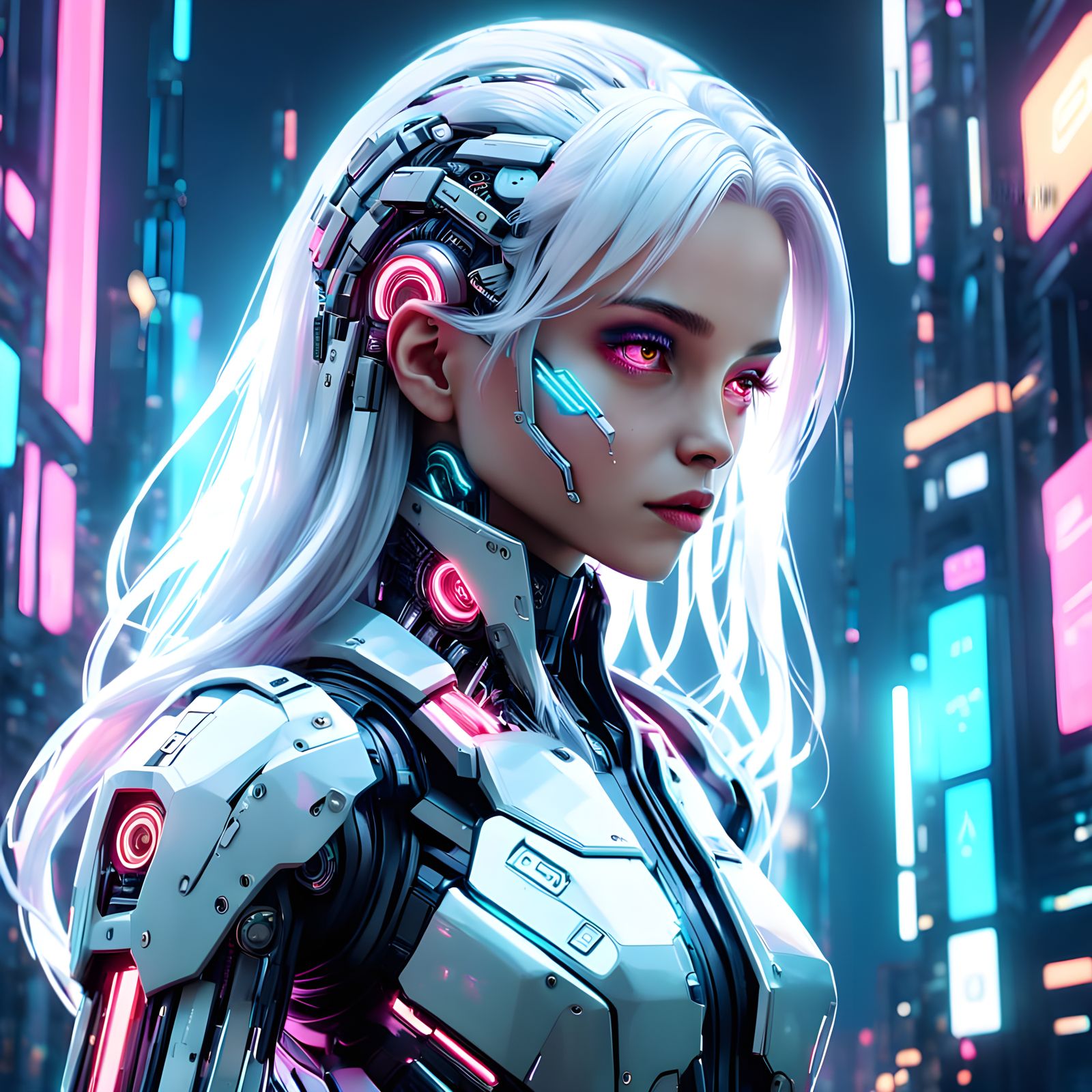 Surreal Cyberpunk Goddess Unites Human and Machine