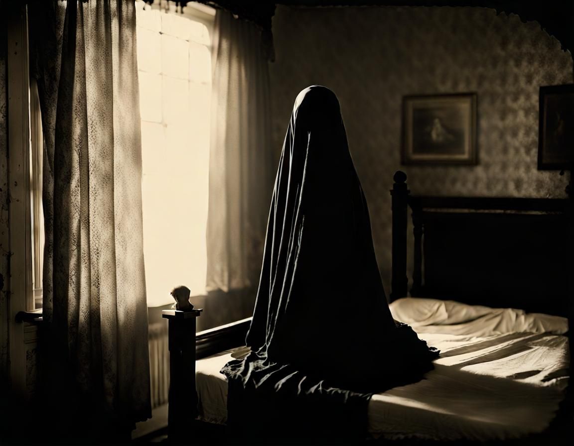 Eerie Sanatorium: Dead Girl in Sepia Horror Photo