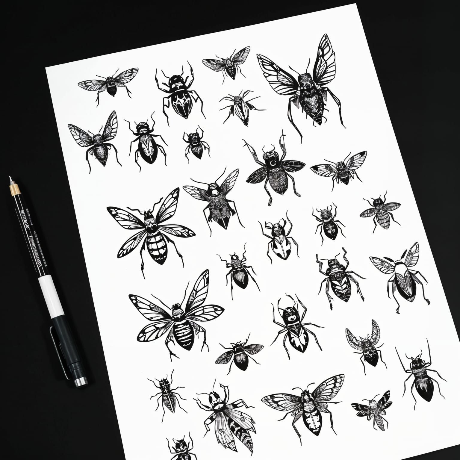 Alien Bugs and Sci-Fi Insects Tattoo Template Sheet