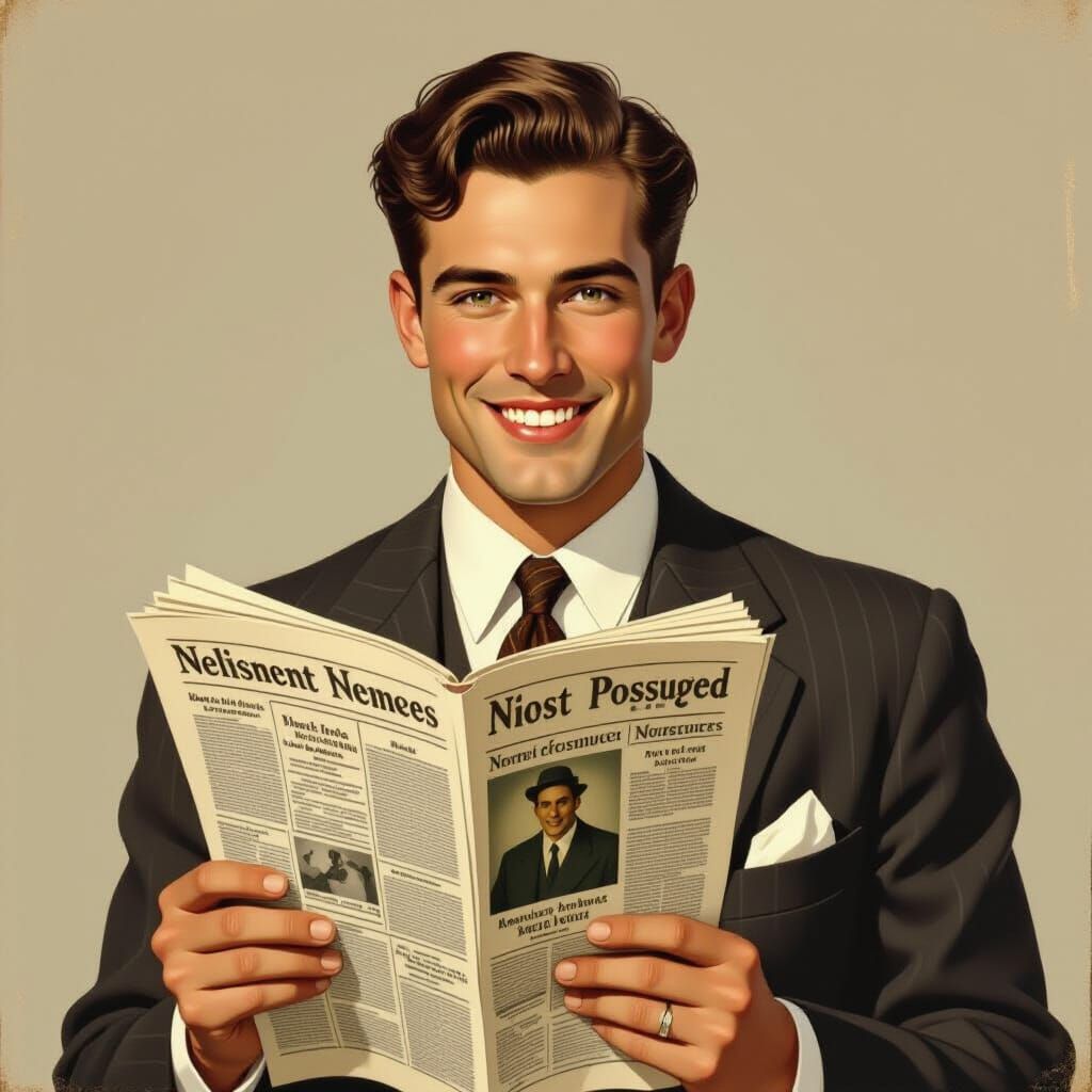 Man in 1920s Suit in Rockwell Style