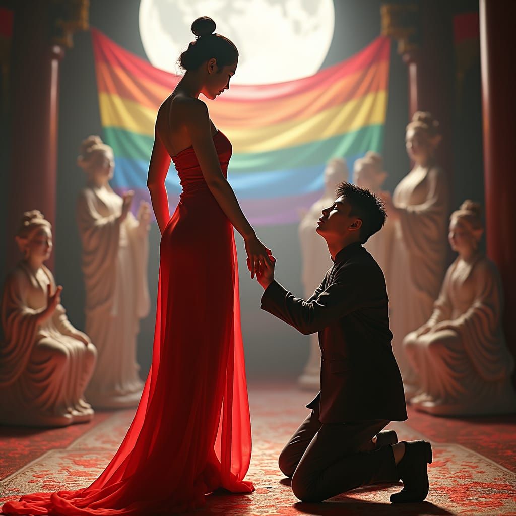 Confident Chinese Goddess Inspires Devotion in a Serene Moon...