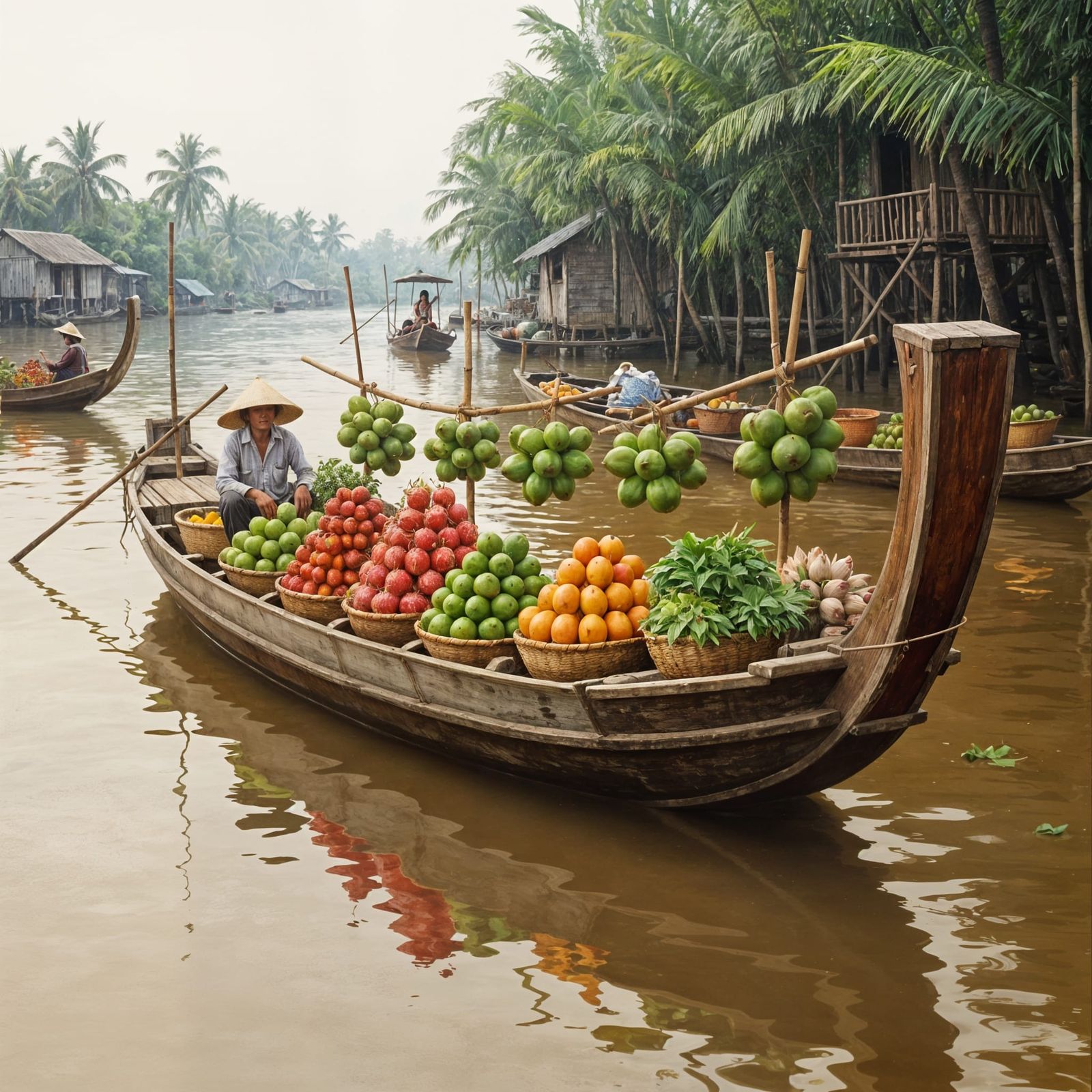 Impressionist Floating Market on Mekong Delta