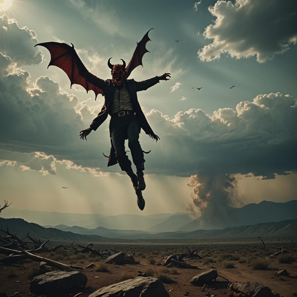 Dramatic Cinematic Scene: Devil Falling From Heaven