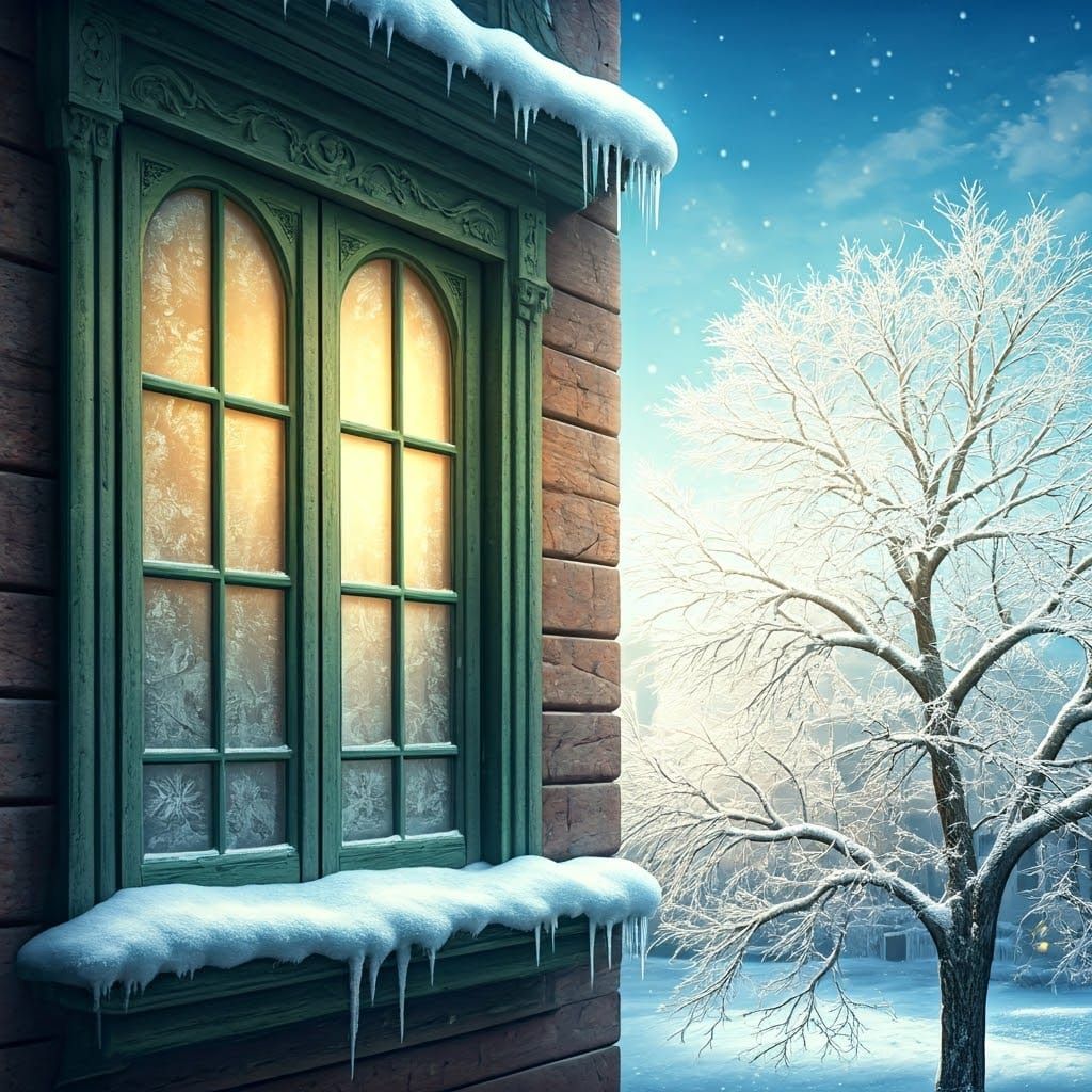 Winter Wonderland Scene with Frosty Details