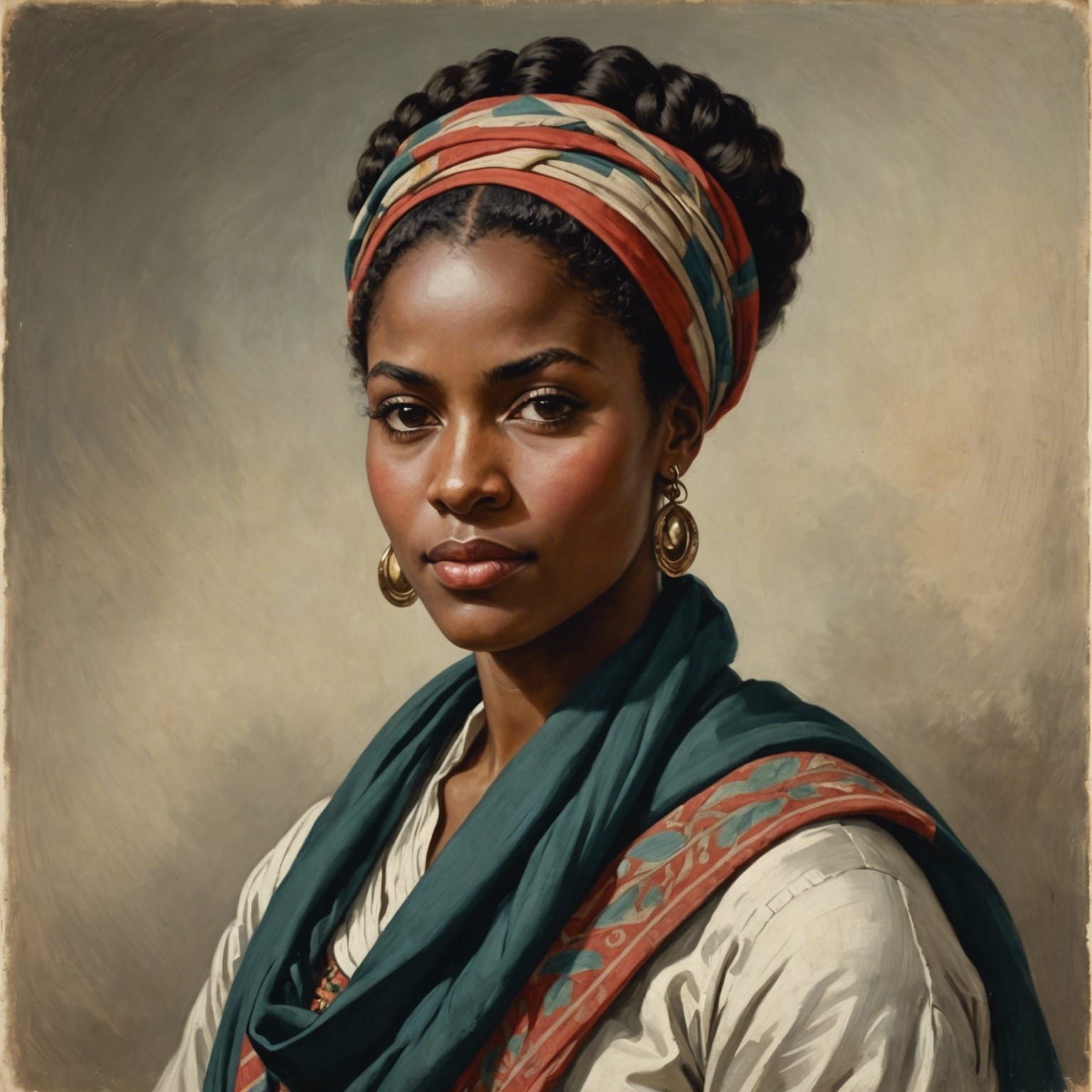 Georgian Era Portrait of Woman with Scarf