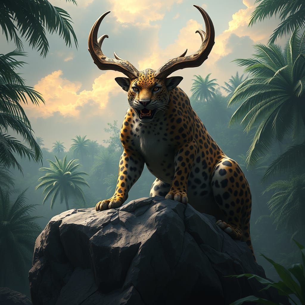 Regal Fantasy Beast with Elaborate Antelope Horns