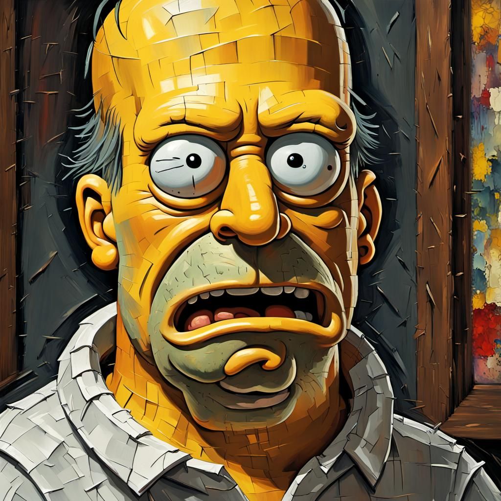 Homer Simpson as Grotesque Impressionist Portrait
