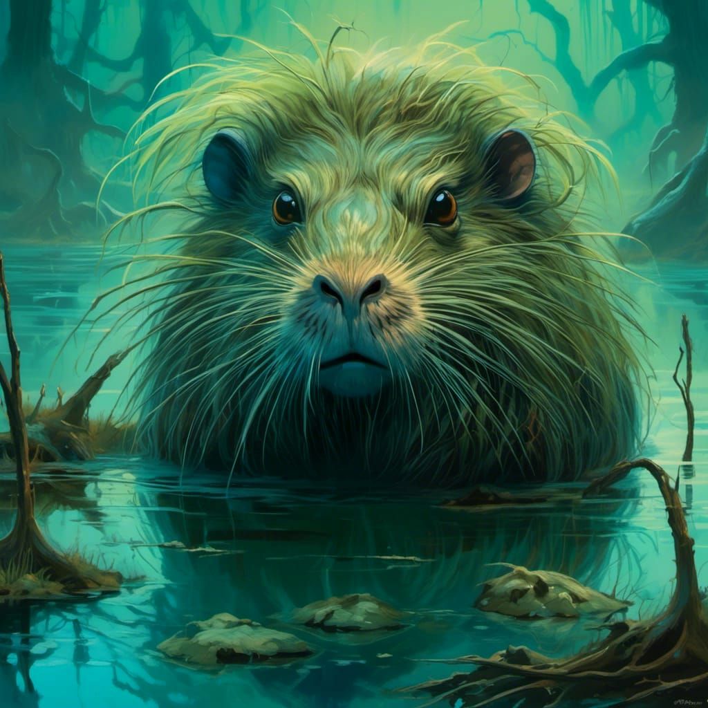 Three-Eyed Mutant Coypu in Post-Apocalyptic Swamp