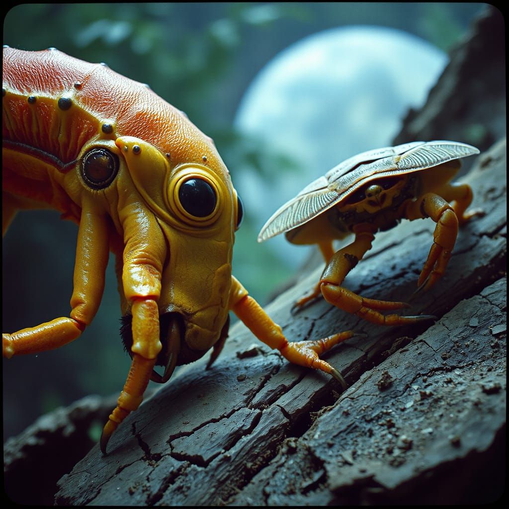 Alien Creatures on Exoplanet in Sci-Fi Style