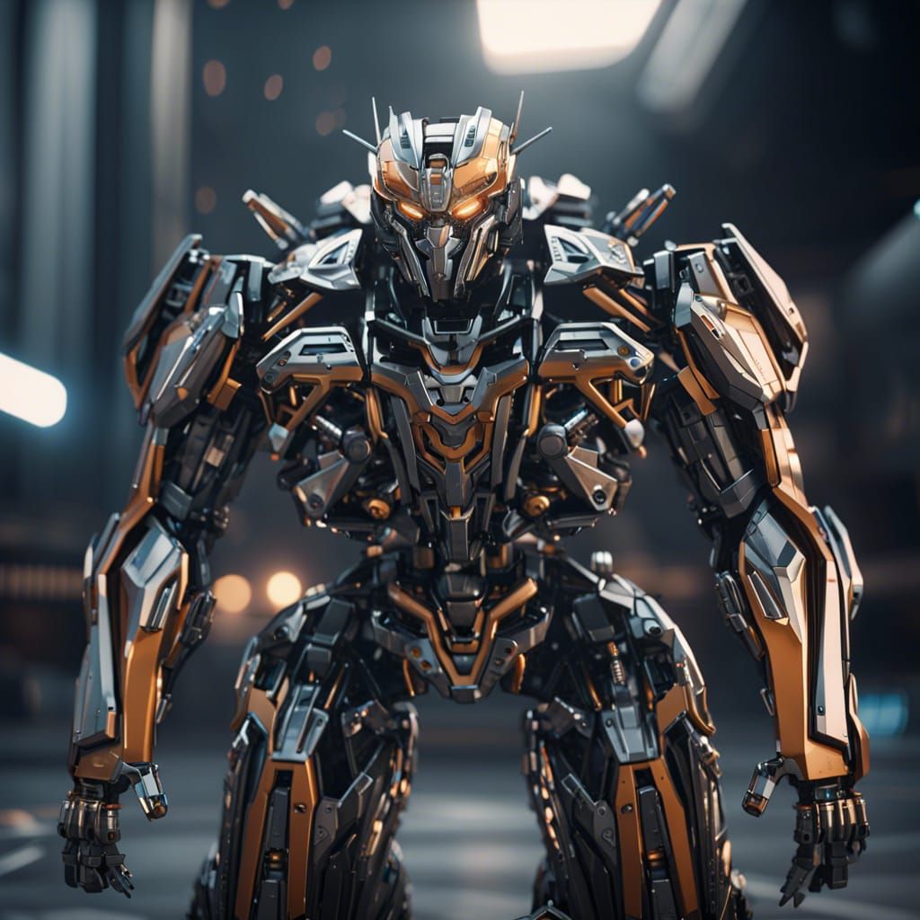 Detailed Transformer Mech in Sci-Fi Environment