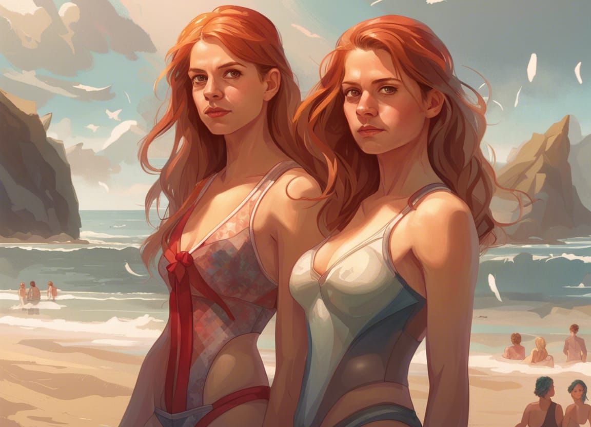Beach Portrait in the Style of Artgerm and Mucha