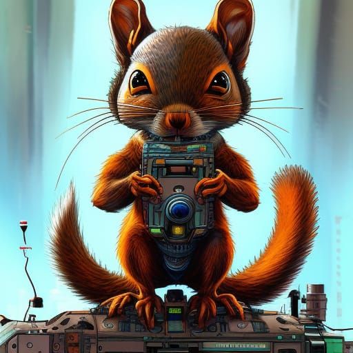 Anthropomorphic Squirrel Mecha in Sci-Fi Style