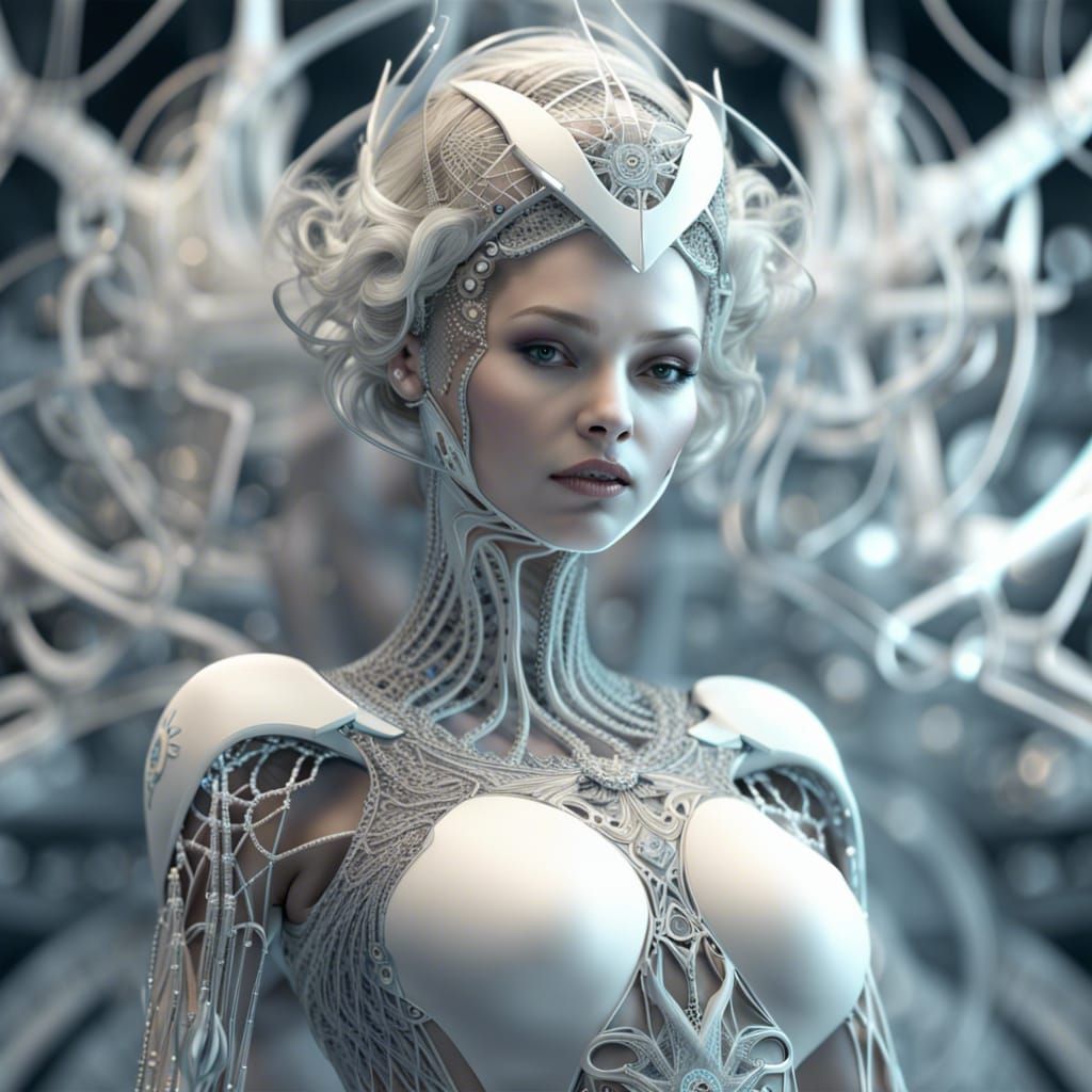 Fractal Snow Vampire Queen in Sci-Fi Style