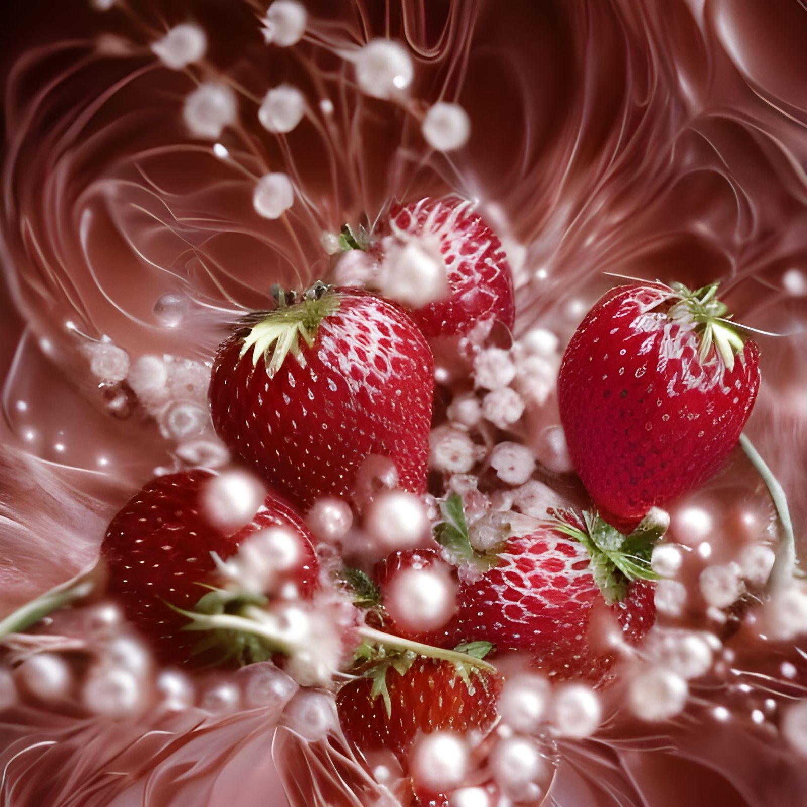 Hyperrealistic Strawberry with Golden Filigree in Golden Hou...