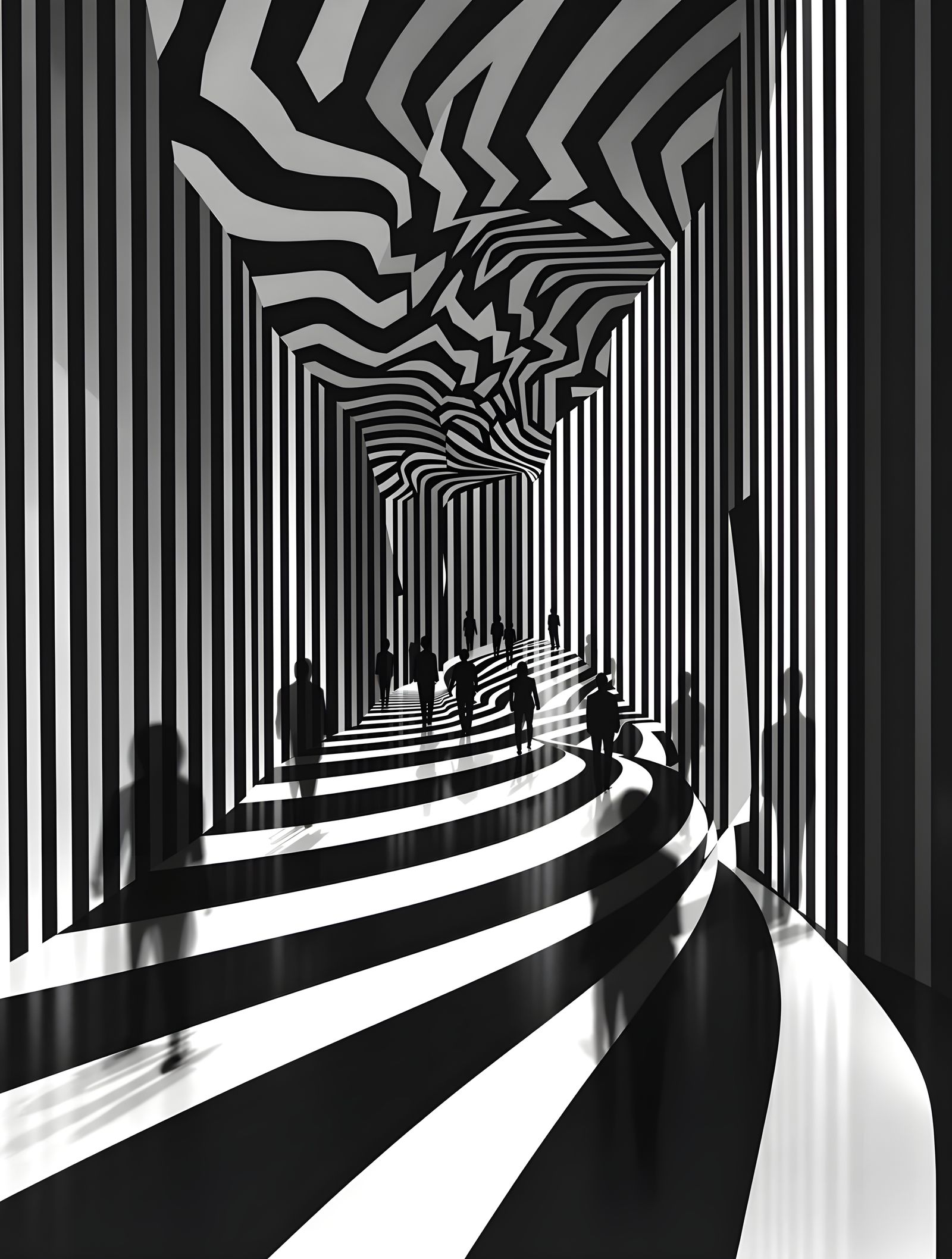 Hypnotic Op-Art Illusion with Spectral Figures