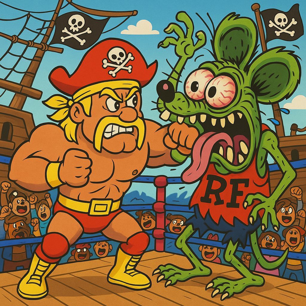 Pirate Hulk Hogan vs. Ratfink Monster Wrestling Cartoon