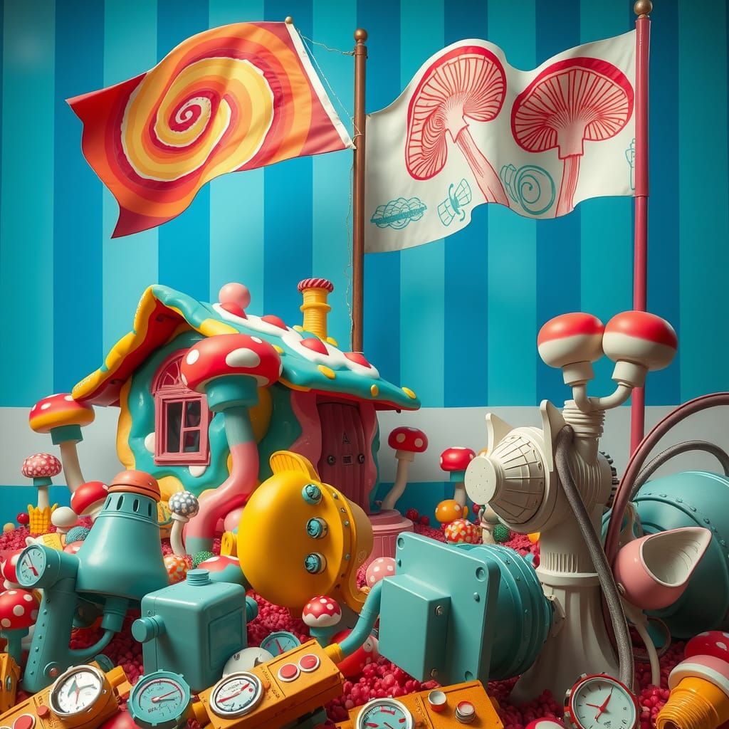 Whimsical, Hyperrealistic Scene of a Colorful Chewing Gum Ca...