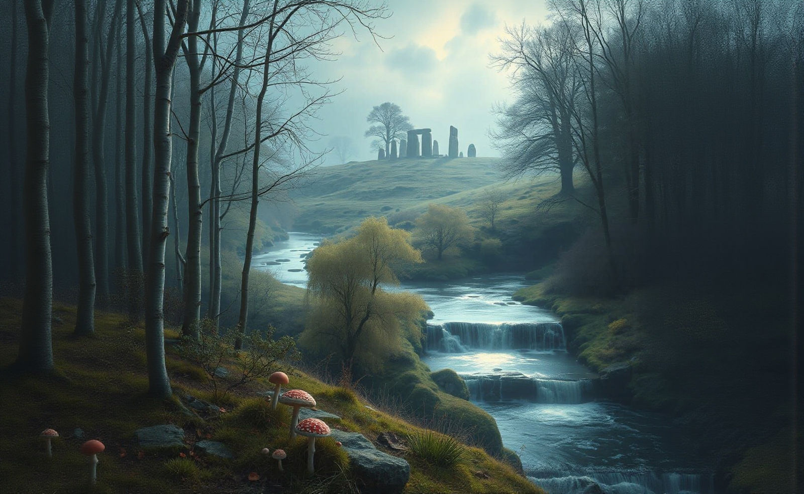 Mystical Celtic Landscape with Ancient Henge