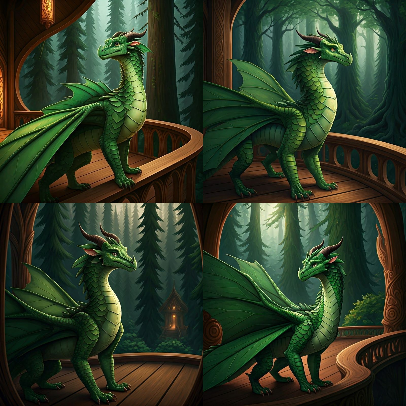 Fantasy Dragon Concept Art: Leafwing Princess Overlooking An...