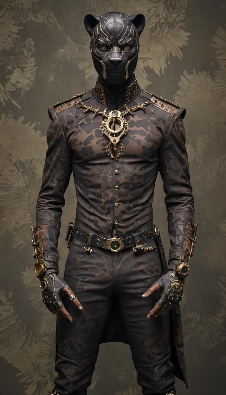 Black Panther in Steampunk Camouflage Style