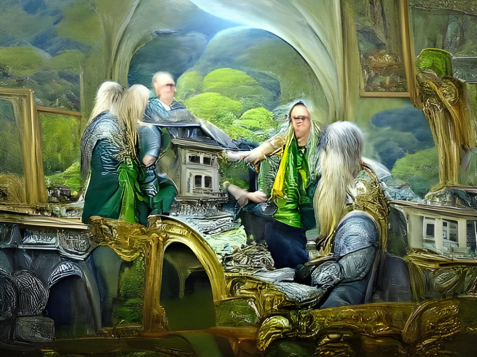 Greenwood Palace in Ithilien: Detailed Fantasy Painting