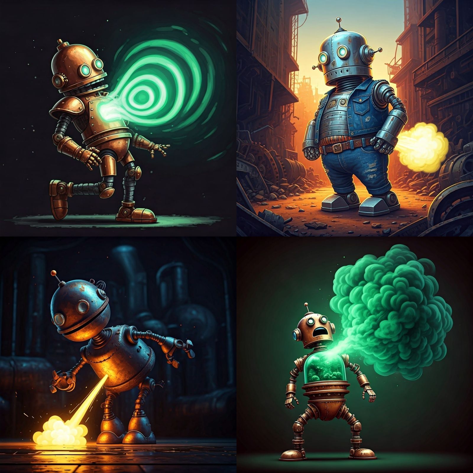 Gassy Robot Discharges Fart From Bottom