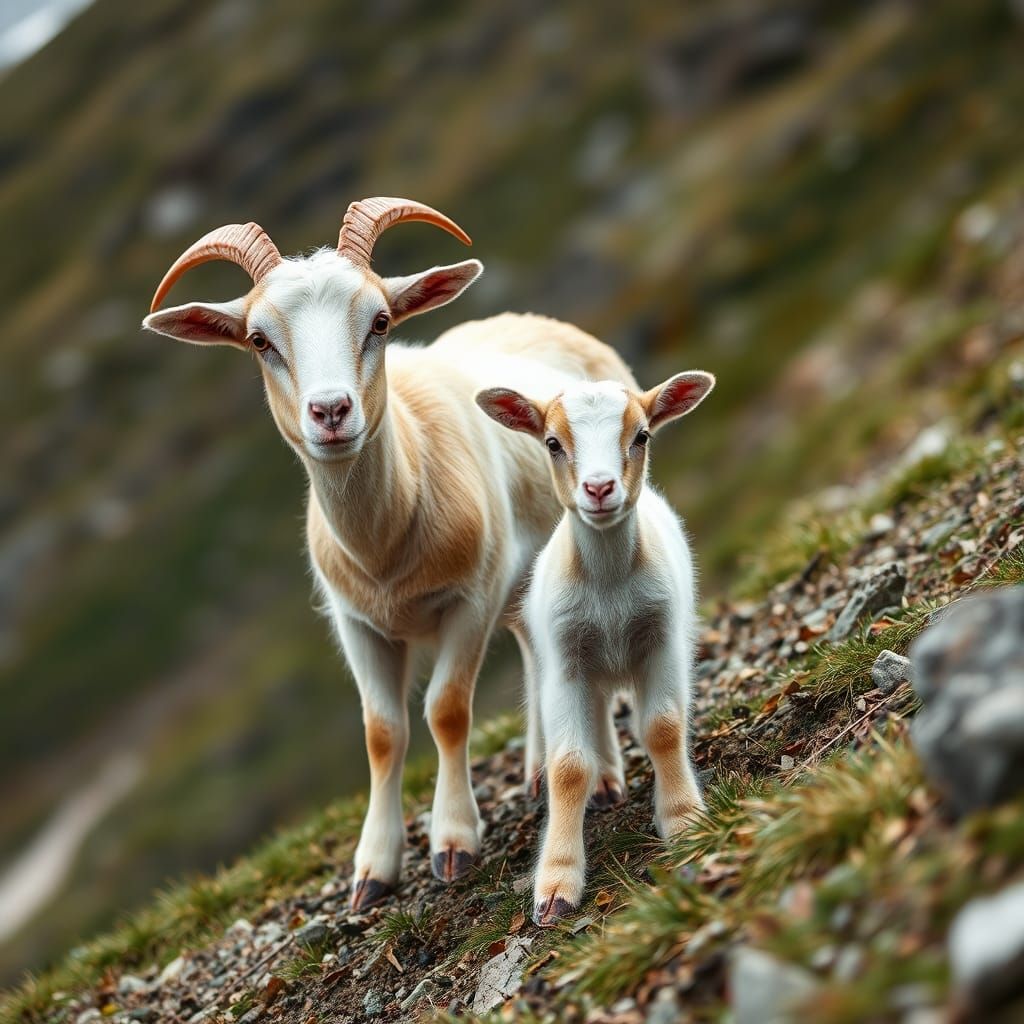 Mother and baby goat