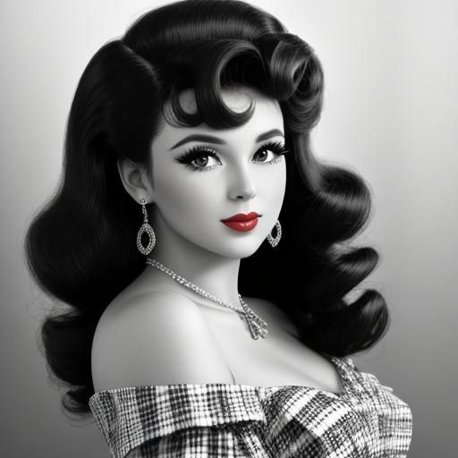 Glamour Portrait of Woman with Red Lips