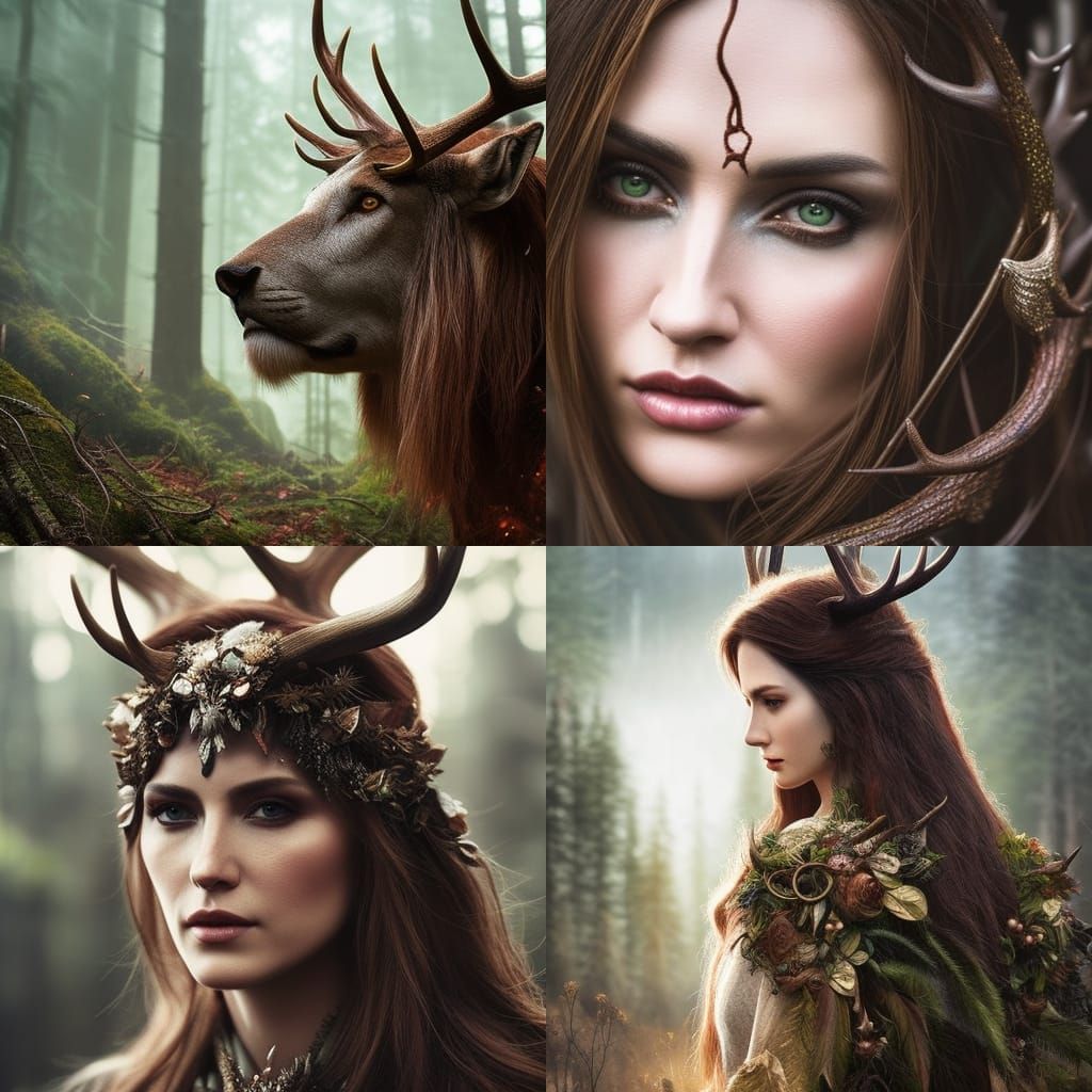 Entangled Forest Druid Portrait in Digital Art