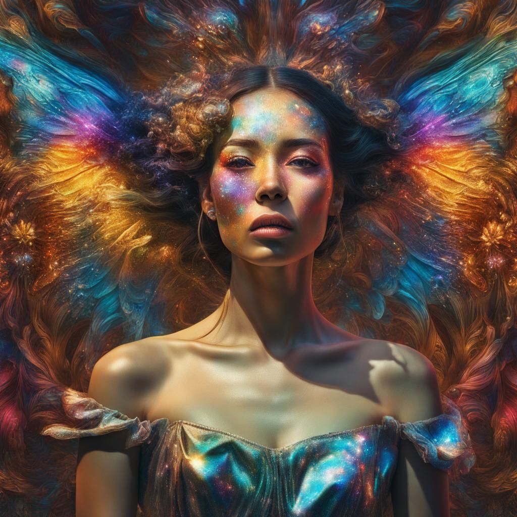 Kind Woman with Divine Dog: Double Exposure