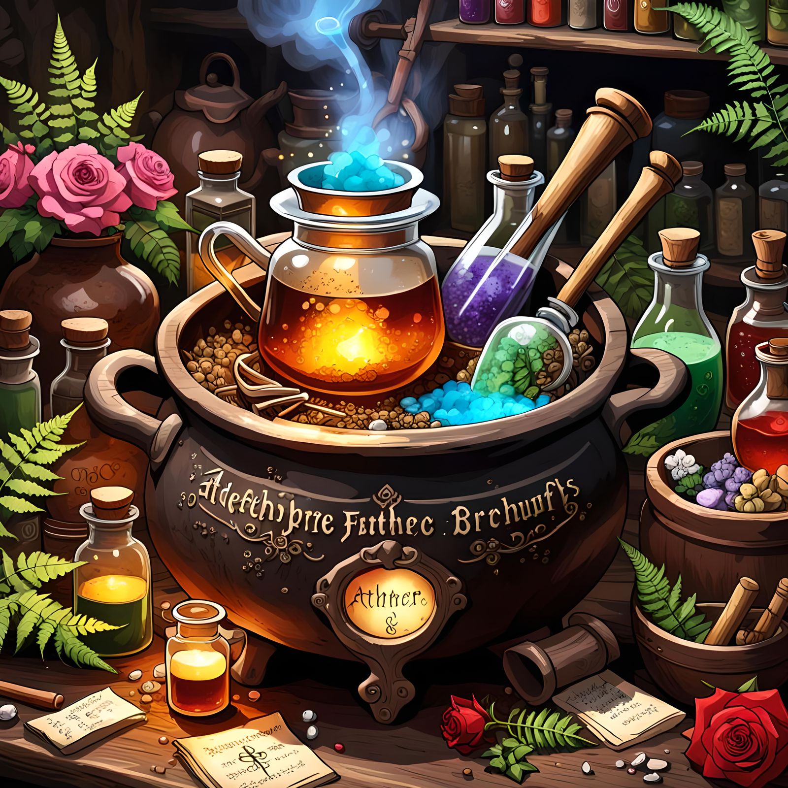 Apothecary's Enchanted Lab with Potions and Remedies