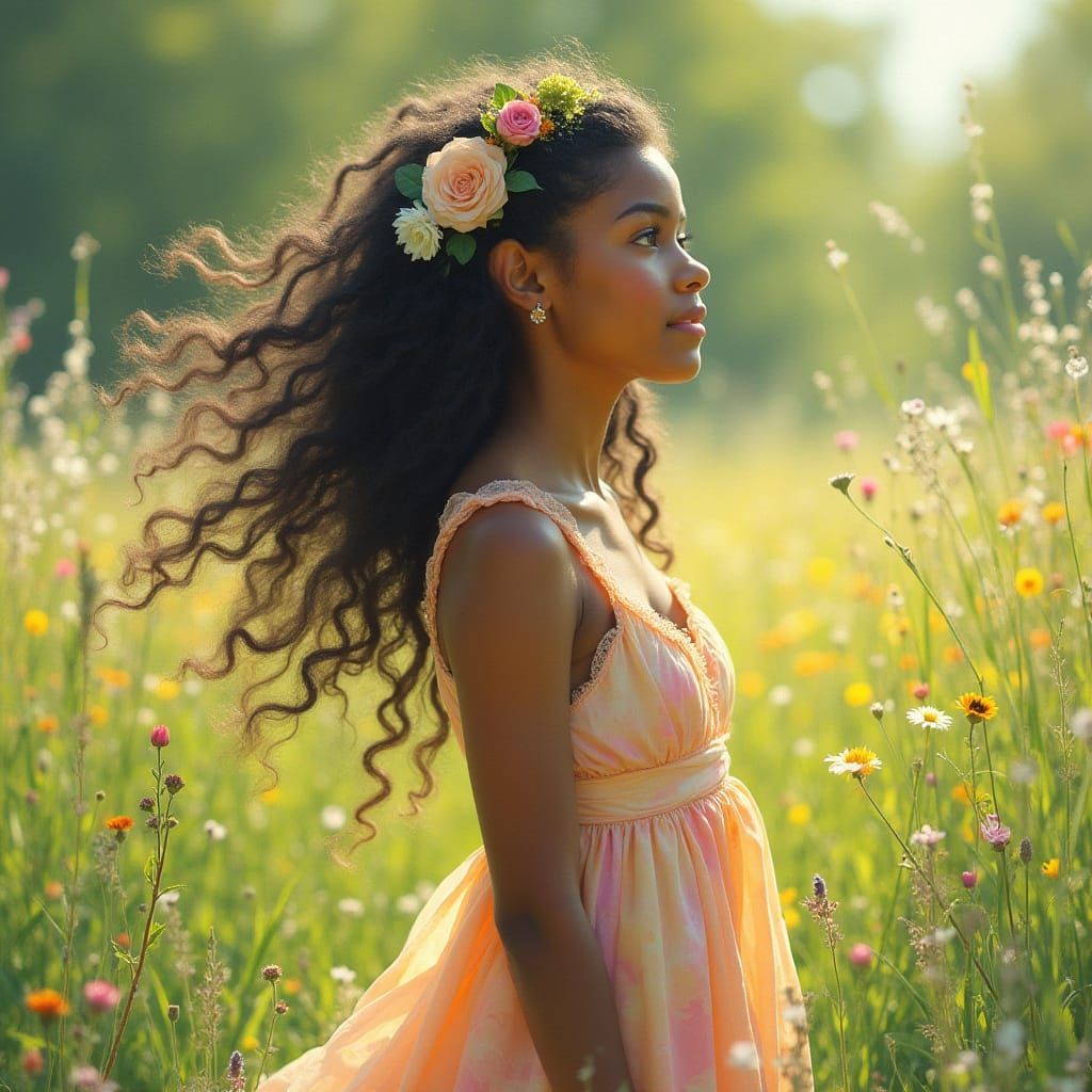 Mixed Heritage Beauty in Impressionistic Bloom