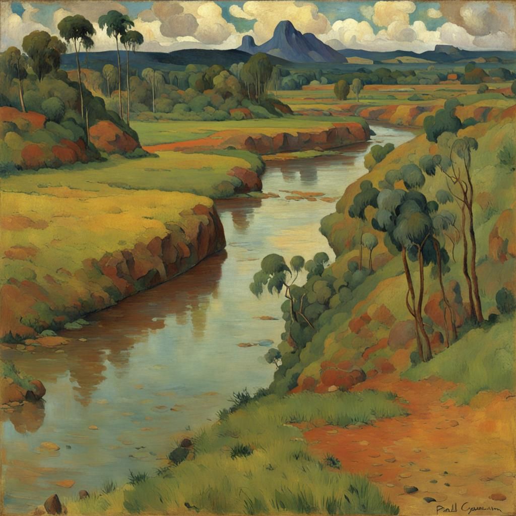 Ancient River in Gauguin Style