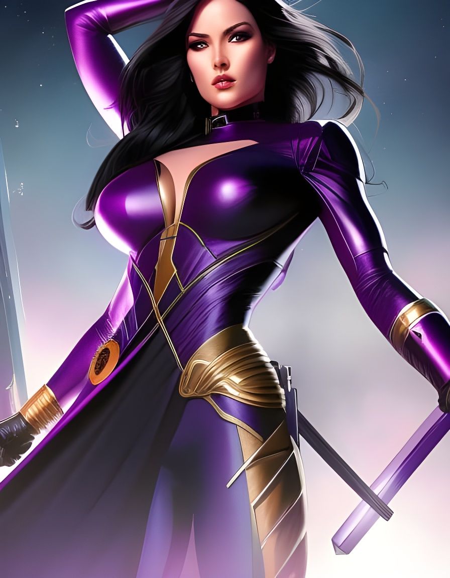 Psylocke Digital Painting in Art Nouveau Style