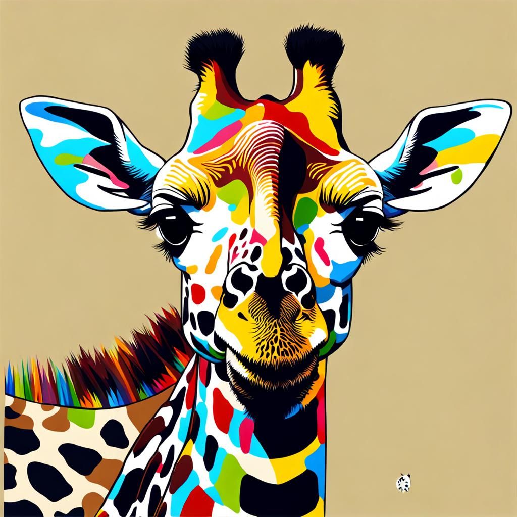 Giraffe Calf Eating Chocolate, Pop Art Style