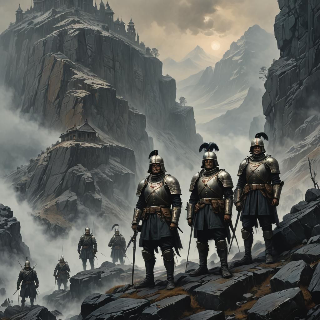 Prussian Soldiers on Misty Pass: Fantasy Concept Art