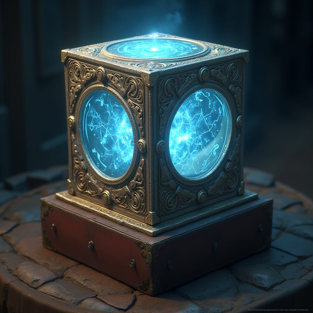 Ancient Jedi Holochron Cube in Industrial Futurist Style