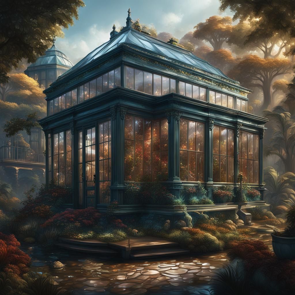 Fantastical Glass House Matte Painting