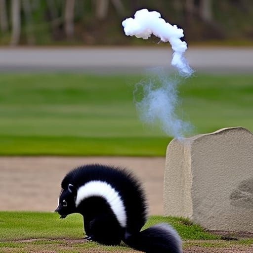 Adorable Skunk Lifts Tail Emitting Smoke