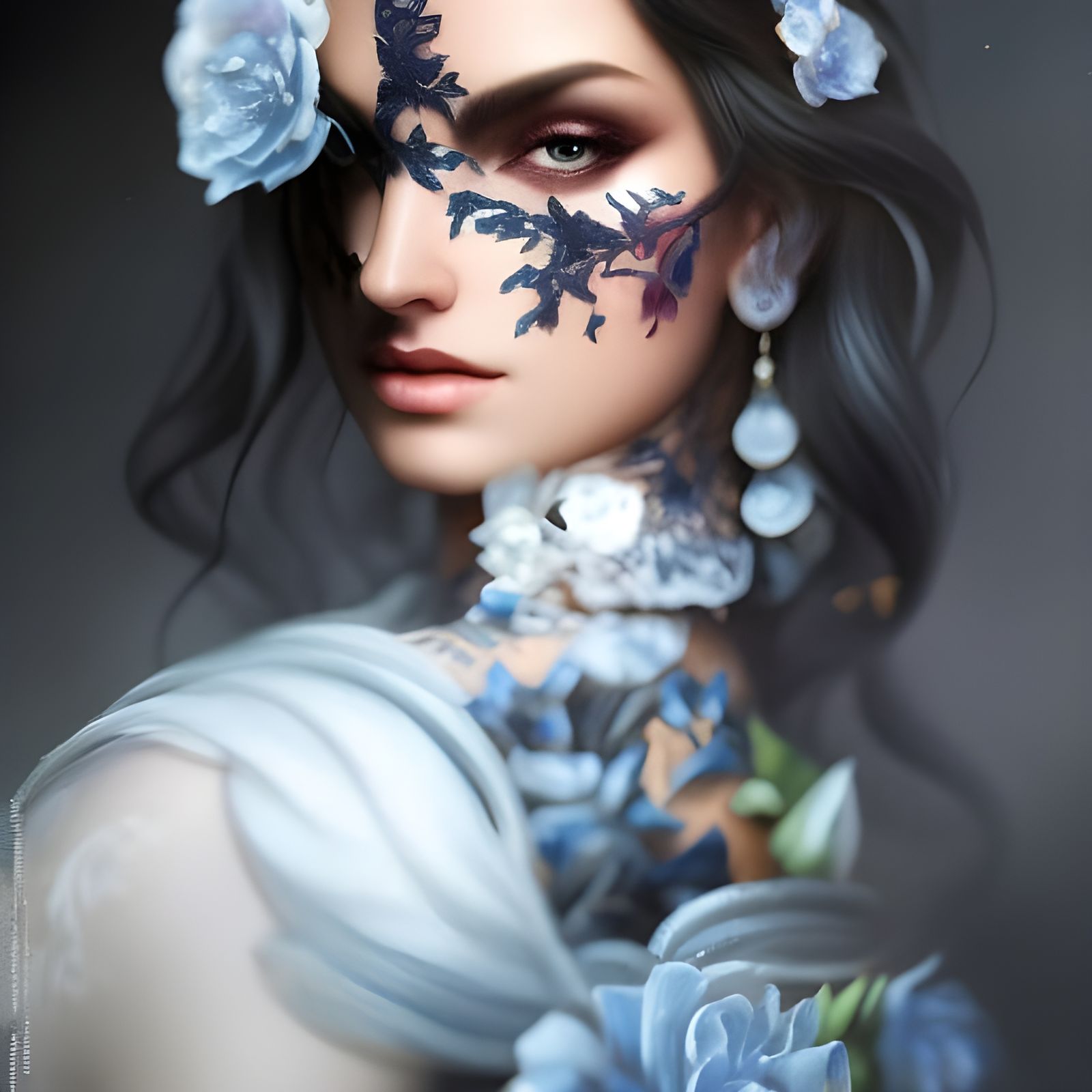 Gothic Goddess of Death in Dark Fantasy Style