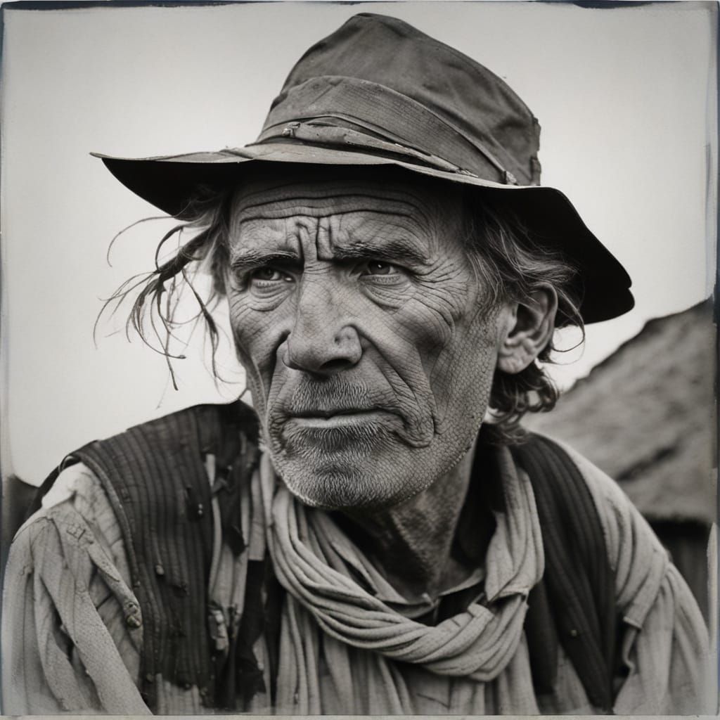 Dust Bowl Farmer Portrait in Black and White